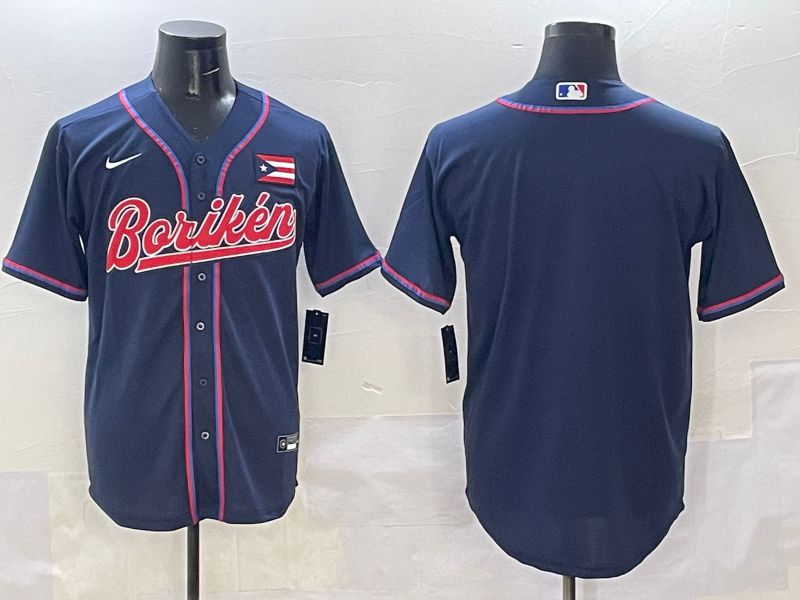 Men Puerto Rico Blank Blue Joint Name 2025 Nike MLB Jersey style 1->more jerseys->MLB Jersey